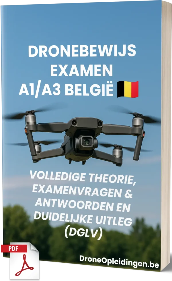 Drone-examen A1/A3 België – Volledige theorie, 500+ examengerichte vragen en antwoorden met duidelijke uitleg