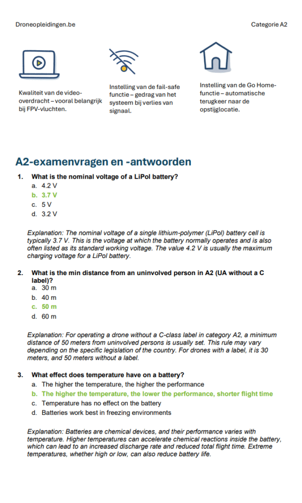 Dronebewijs A2-examen België – Verdiepte theorie, compleet studiemateriaal en 500+ examengerichte vragen en antwoorden - Afbeelding 5